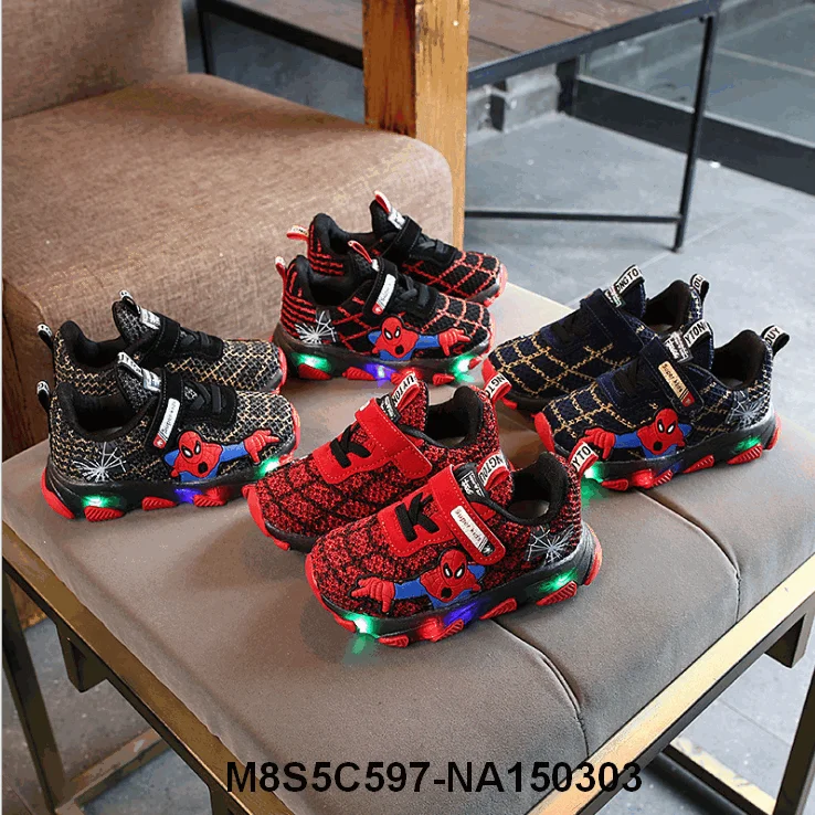 Cartoon shoes hot sales LED boys shoes Hook Loop children sneakers Lovely Fashion tennis kids shoes