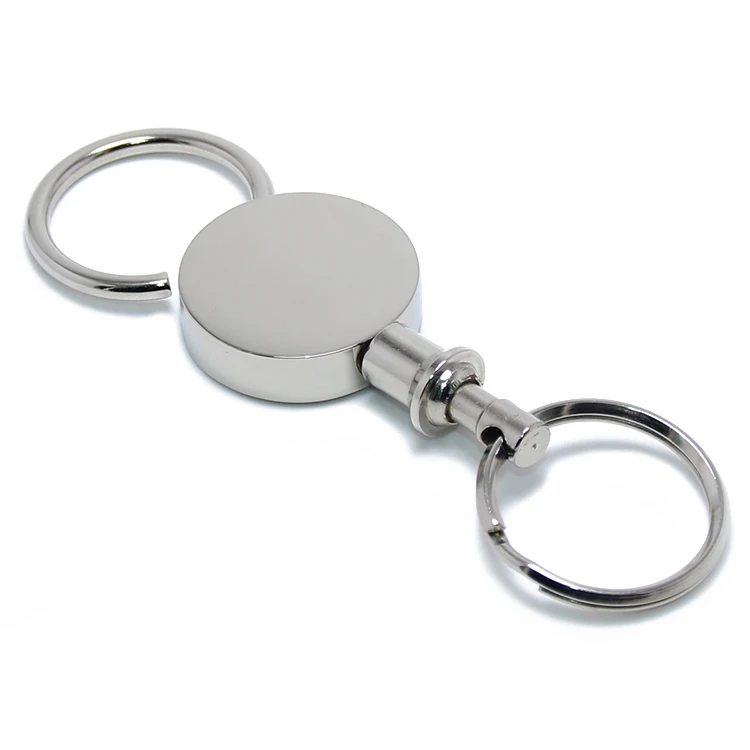 Dual Detachable Key Chain Snap Lock Holder Steel Pull-Apart KeyRings Removable Round Zinc Alloy Metal Pull-apart Key Ring