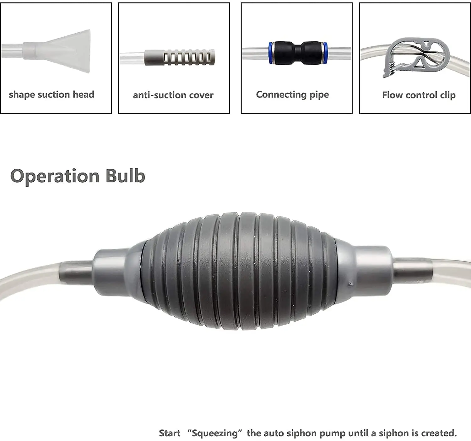 10 Gallon Fish Tank Cleaner and Aquarium Water Changer Siphon with a Thinner Water Tubing for Cleaning Small Fish Tanks