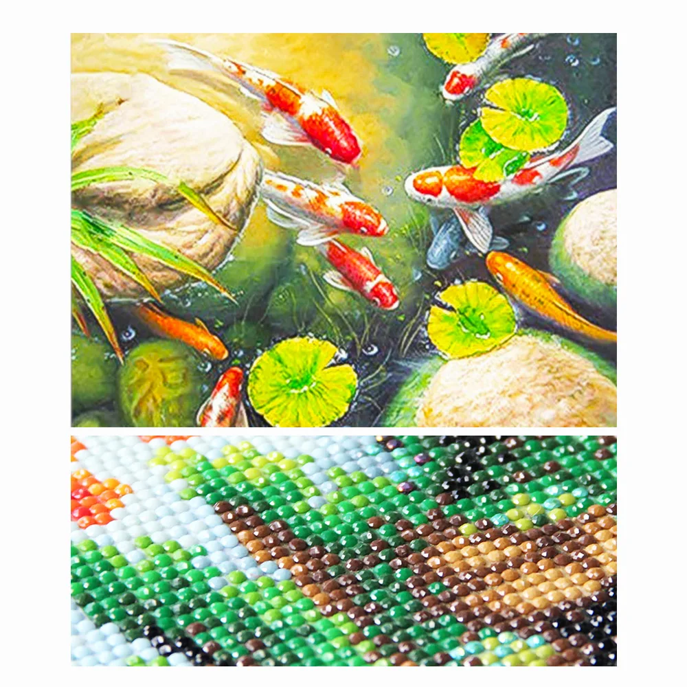 Алмазная 5d Вышивка крестиком Koi Fish для домашнего