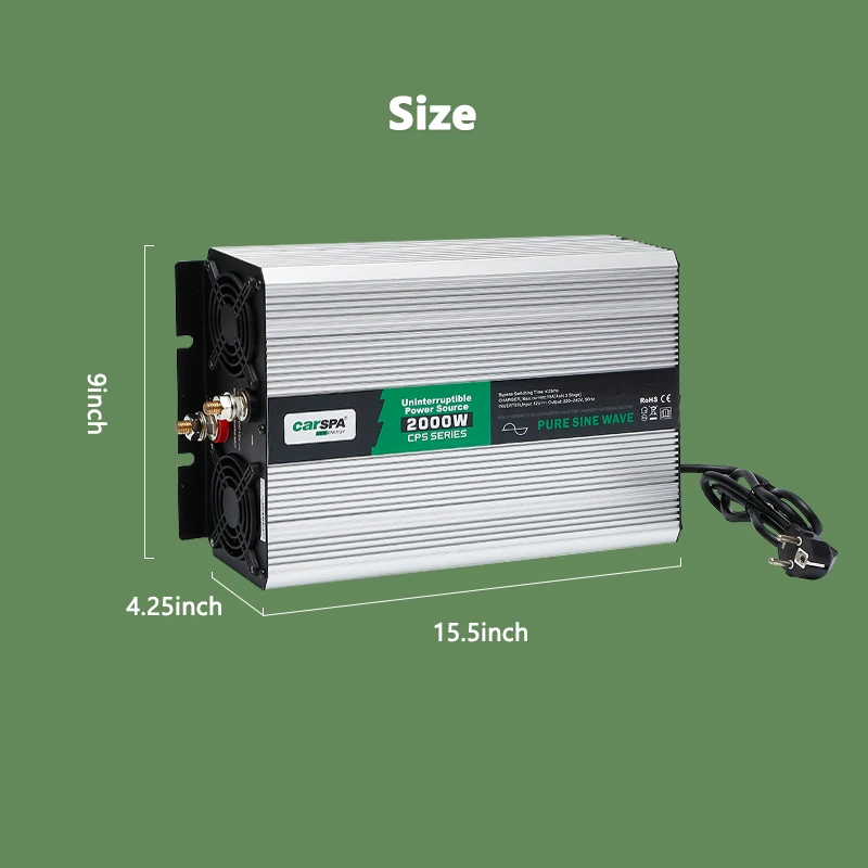 2000w pure sine wave power inverter with charger function and remote control and USB