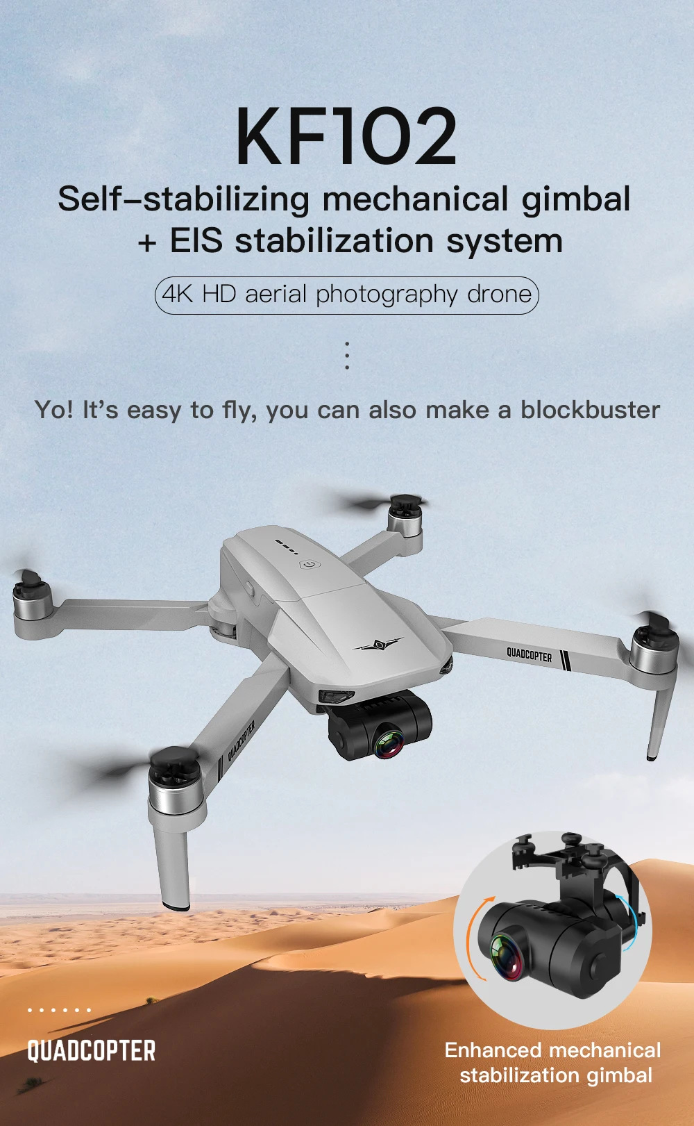 KF102 GPS Drone 4K Profesional 8K HD Camera 2-Axis Gimbal Pro
