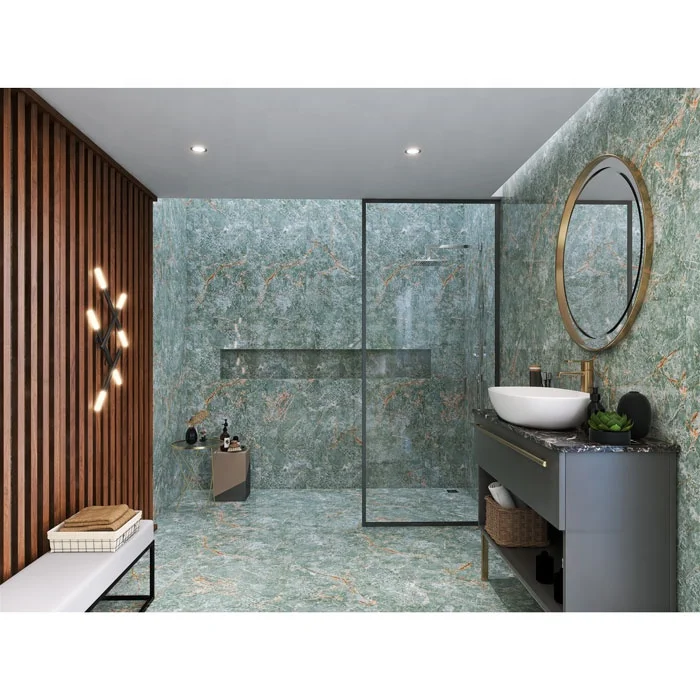 Amazonian Jade Stone Green Marble Glossy Bathroom Floor and Wall Ceramic Polished Porcelain Tile