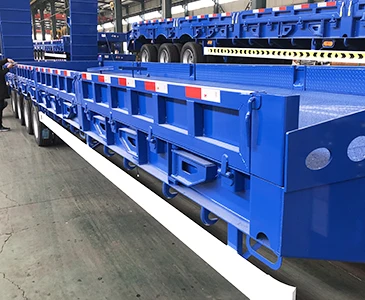 Rear Loading Low Bed Flatbed Lowboy Semi Trailer Three Axles 60T Steel Panda Truck Trailers 10 / 10 / 10 Semi-trailer Spring