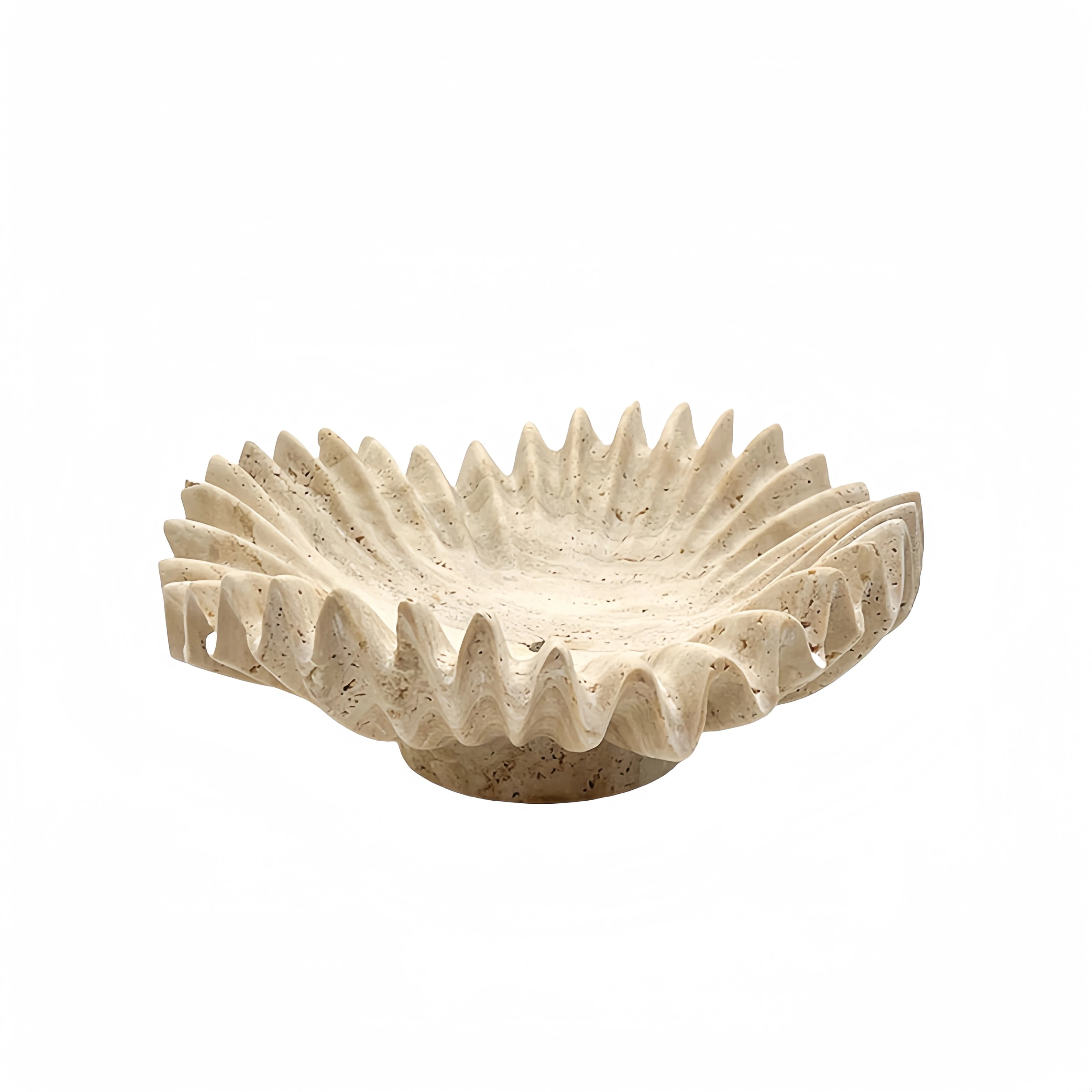 NANWEI, лидер продаж, нестандартная форма, бежевый поднос из травертина, большая ваза с фруктами для внутренней мебели