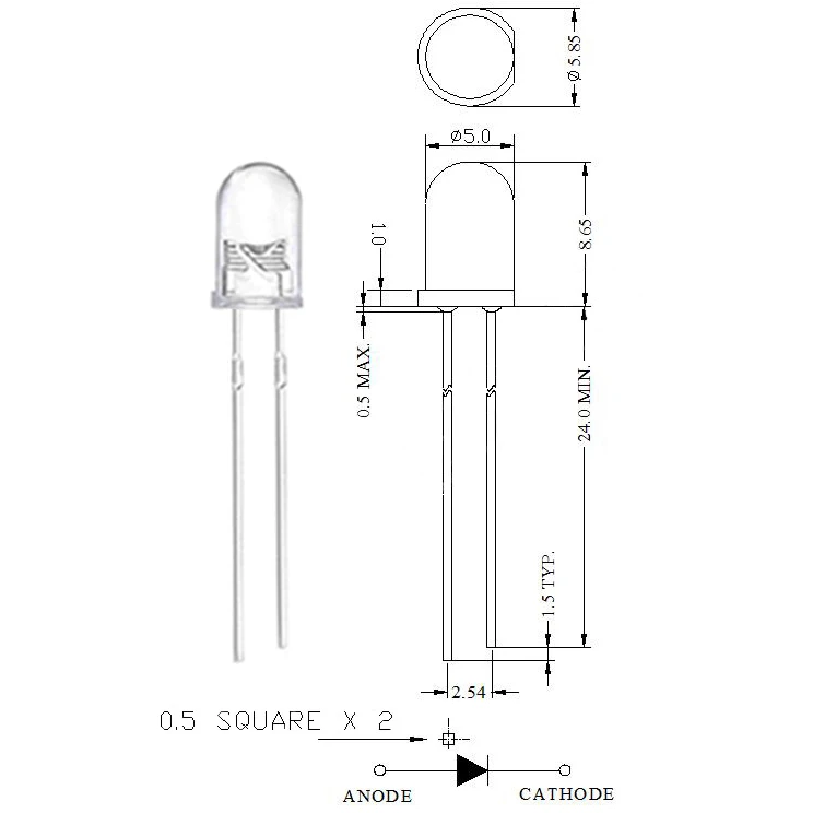 5mm DIP 850nm 940nm IR infrared photodiode led through hole transmitter and Receiver Diode for smoke detector/light curtains/