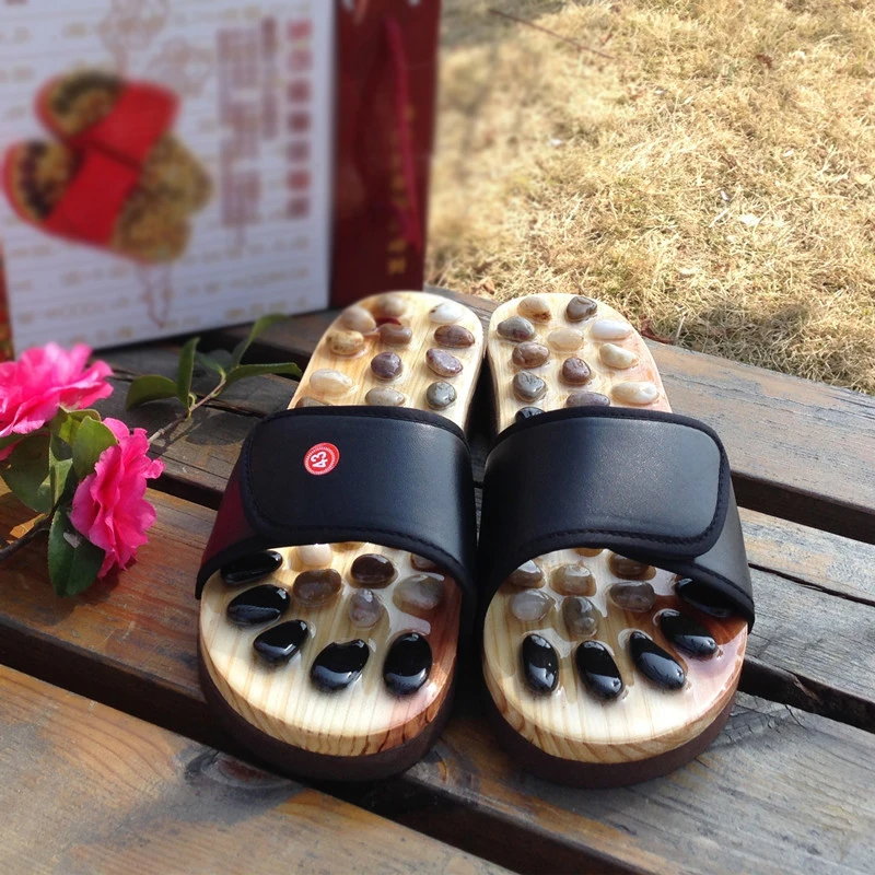 Ladies Cheap Natural Pebble Spa Kneading Summer Acupuncture Healthy Cork Sandals Women Foot Massage Shoes