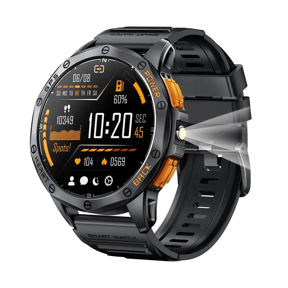 K67 Outdoor GPS GLONASS BDS Galileo NAVIC QZSS High-Precision Positioning Smart Watch Flashlight Compass Men Sports Smartwatch