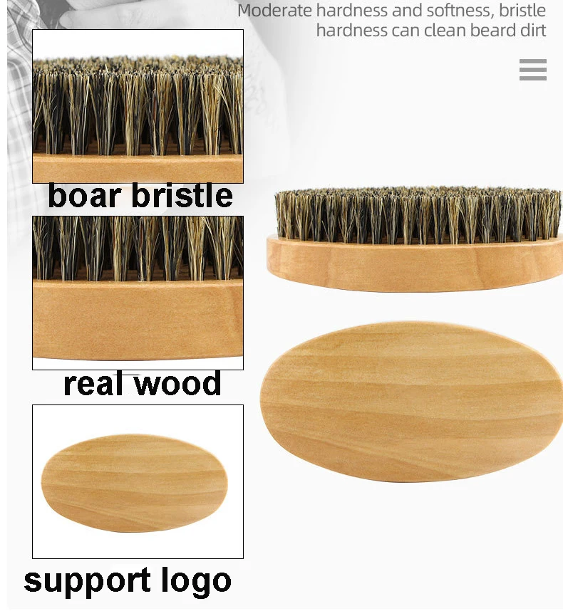Wholesale Accessories Beard Product Wooden Barber Natural Beard Brush And Comb Set Trimming Kit for men beard and mustache