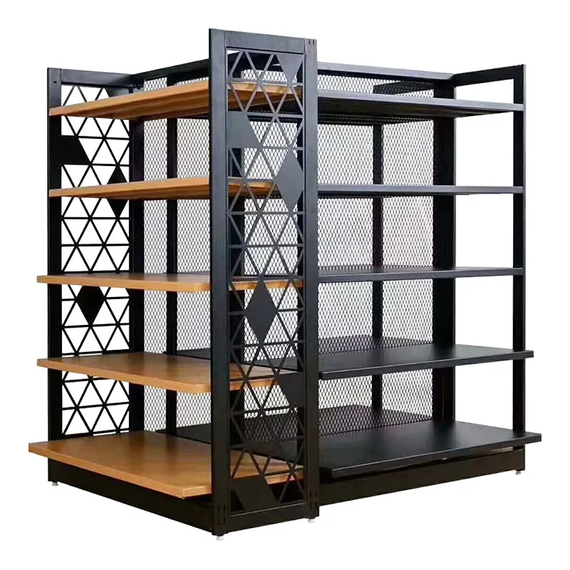 750kg Stainless Steel Display Rack Cheap Store Shelving Wood Shelves for Shops