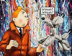 Graffiti Art Work Funny Canvas Painting Girl And Robot Dog Street Art Poster And Print Wall Art Picture For Living Room Decor