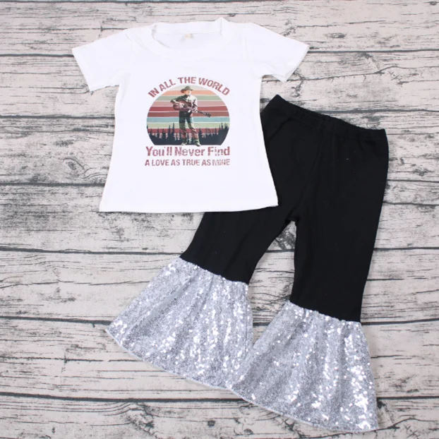 Stock Reayd to ship NO MOQ Cute Floral Boutique Clothes Set Long Sleeve Tunic With Pants Baby Girls Boutique Outfit