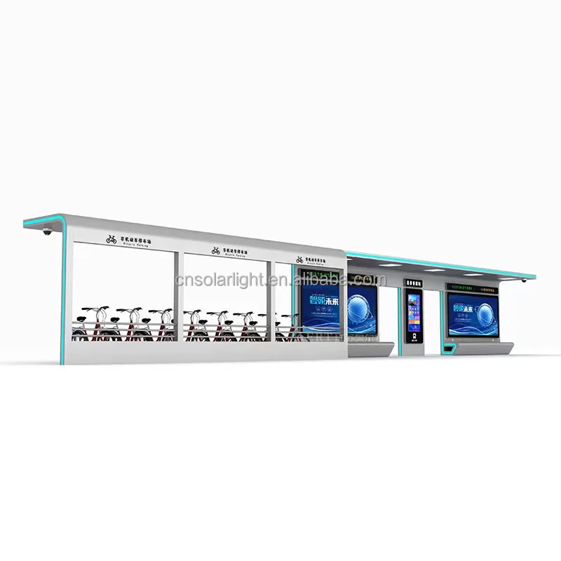 Outdoor Modern Bus Stop Shelter Advertising LED Display Bus Station With Bench