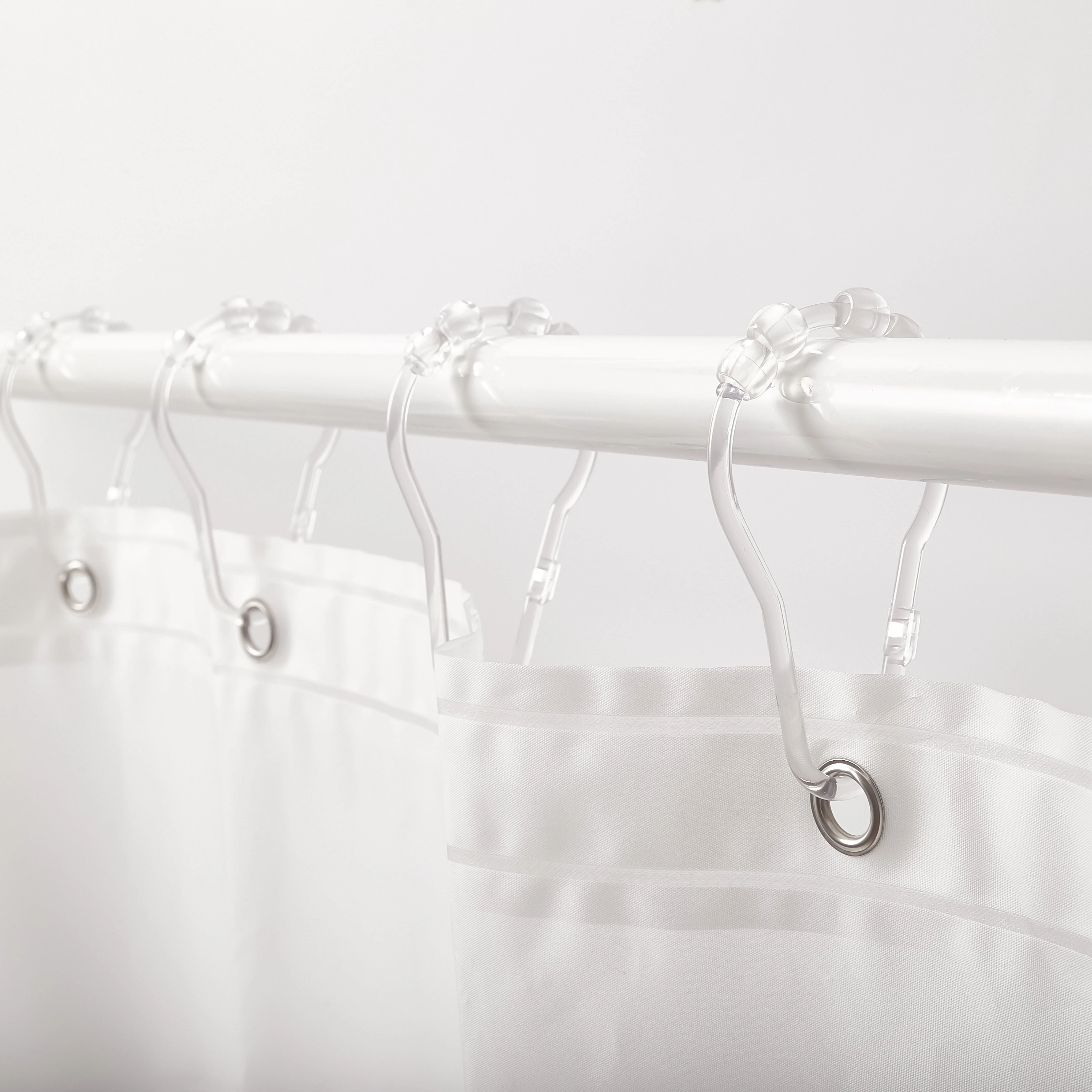 Newest Design Transparent Plastic Bathroom Accessories Shower Curtain Hooks Bath Rings For Home Hotel