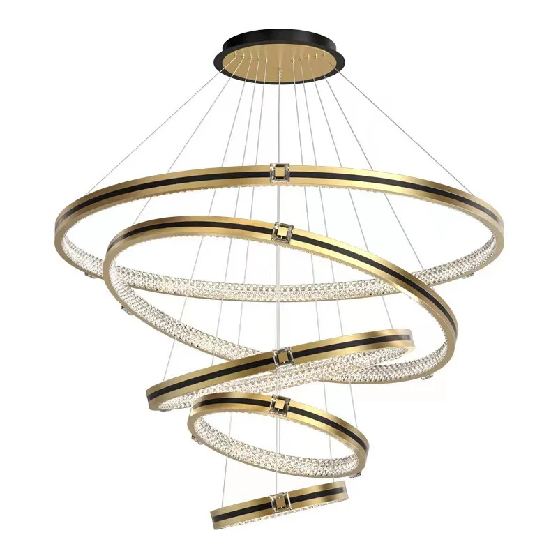 Hot Selling Indoor Hotel Living Room Stylish Simplicity Round Chandelier Circular Acrylic Led Lighting Ceiling Lamp