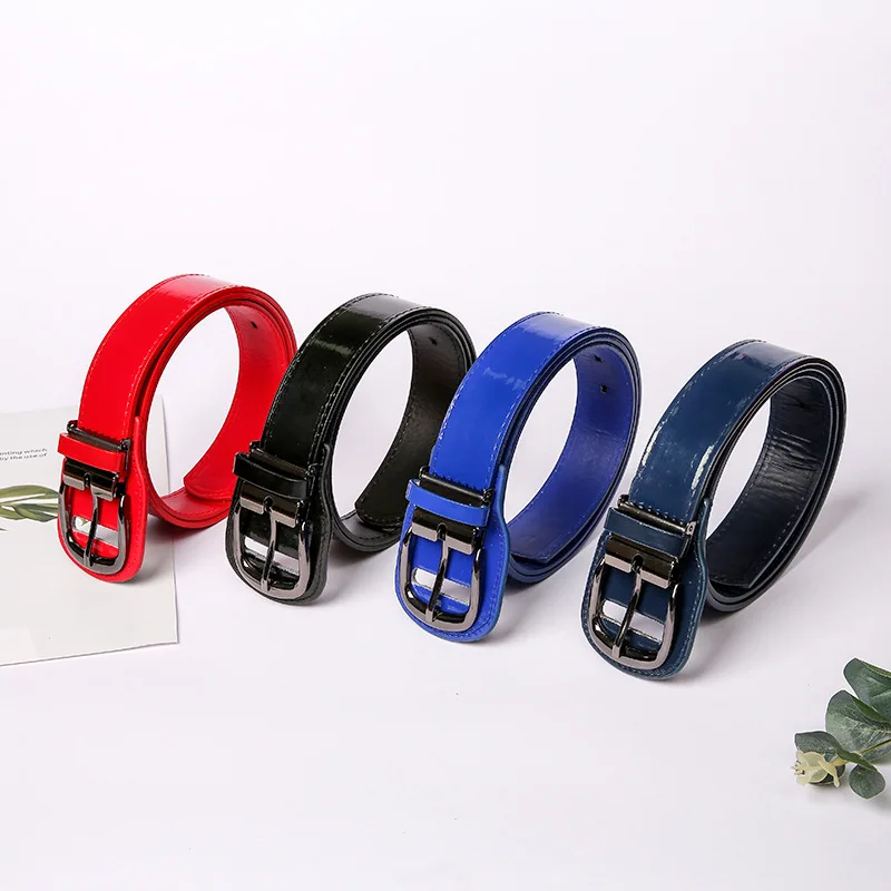hot sale adult and youth baseball multy color matched with sock alloy buckle   shinny adjustable pu leather  belt