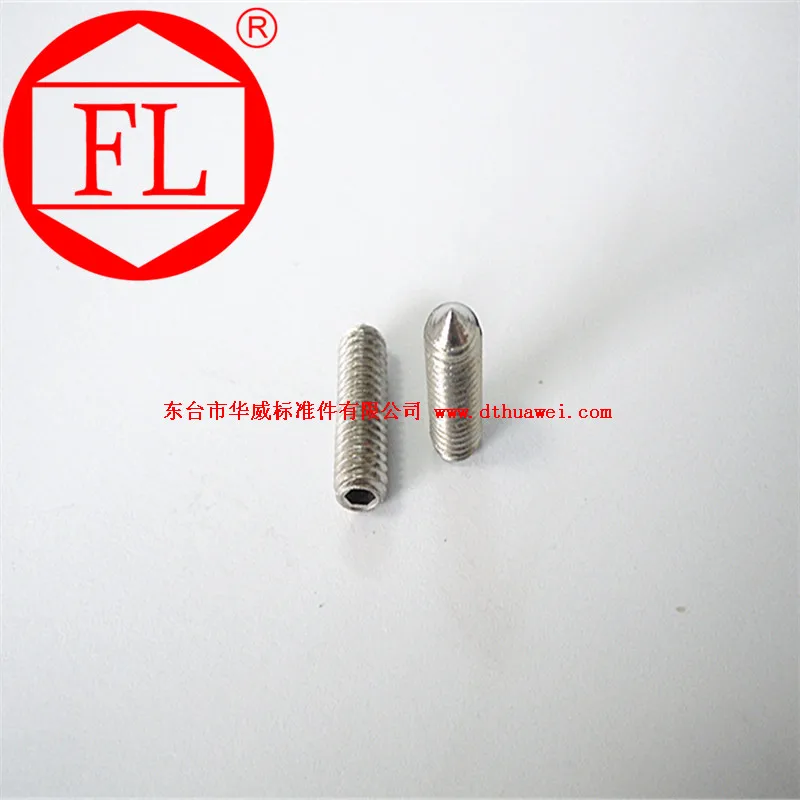 Stainless steel slotted set screw (concave end)