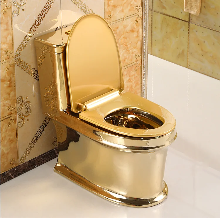 Bathroom ceramic sanitary ware golden color toilet gold wc toilet for sale