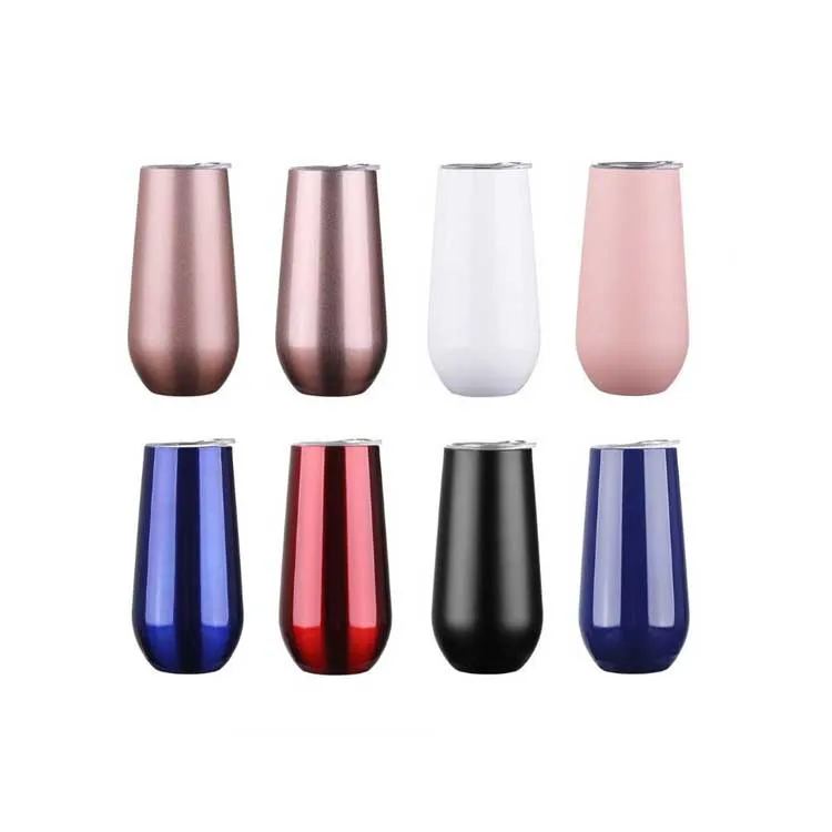 Keep Warm More Than 6 Hours 6Oz Stainless Steel Reusable New flute  champagne Tumbler with lid