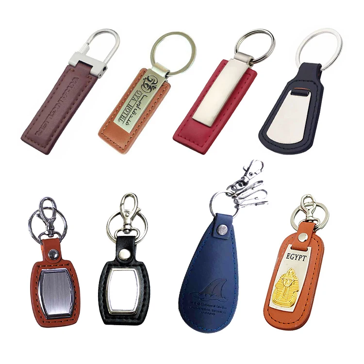 Wholesale Custom Laser Engraving Metal Digital Printing Photo Keyring Blanks Pu Leather Keychain