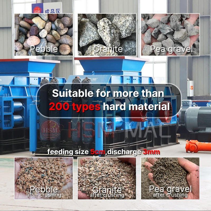 HSM CE cullet roller crusher sand crushing plant