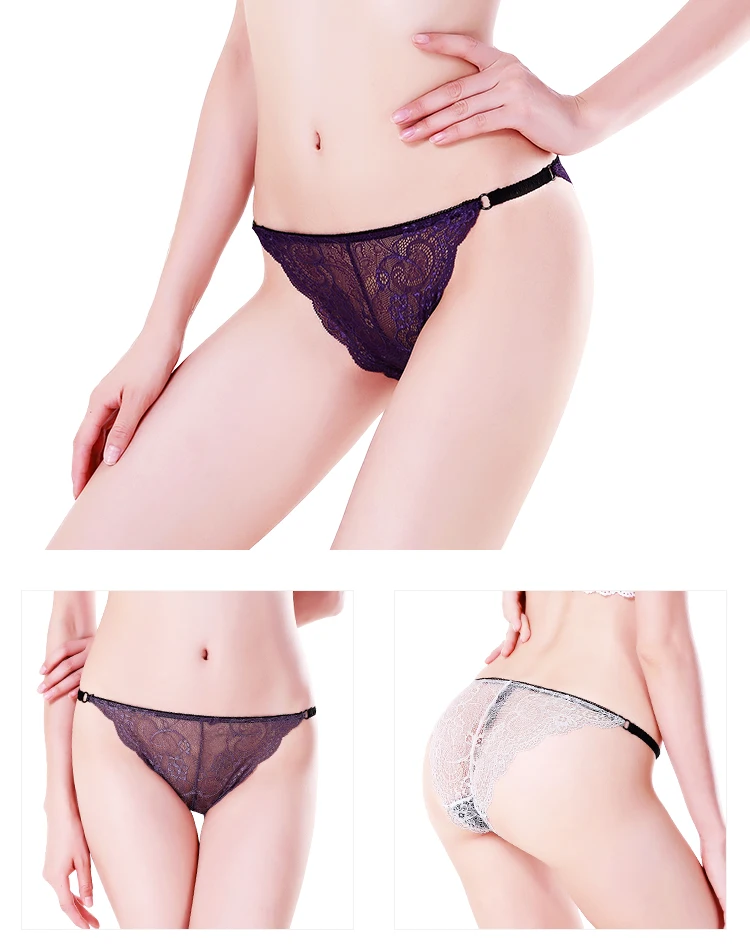 Fashion breathable young girls thong ladies sexy lace g-string transparent panties
