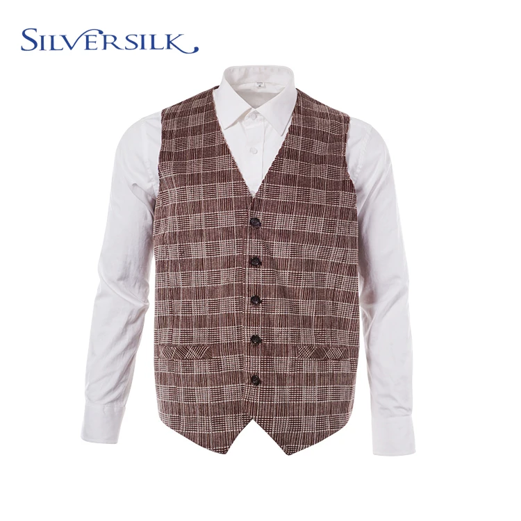 
Стильный жилет для смокинга, мужской вельветовый жилет в клетку, оптовая продажа 