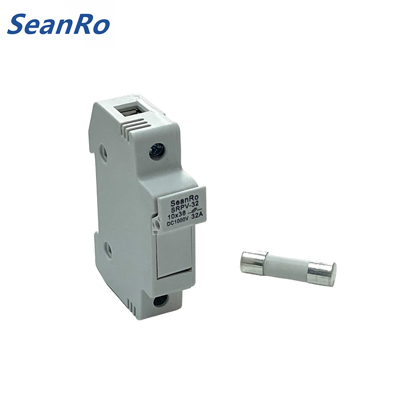 SeanRo wholesale Din Rail Fuse Holder Solar PV DC 1500V 1-30A 30 amp fusibles thermal porcelain fuse with Base