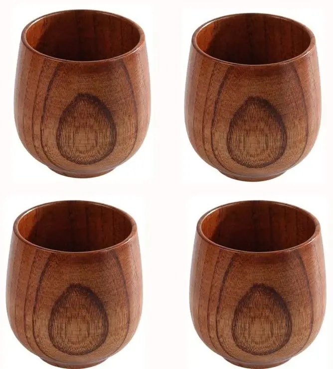 TaiLai Wooden Tea Cups Top Grade Natural Solid Wood Cup Acacia Wood Teacups Coffee Mug Wine For Hot Drinking Coffee Wine Beer
