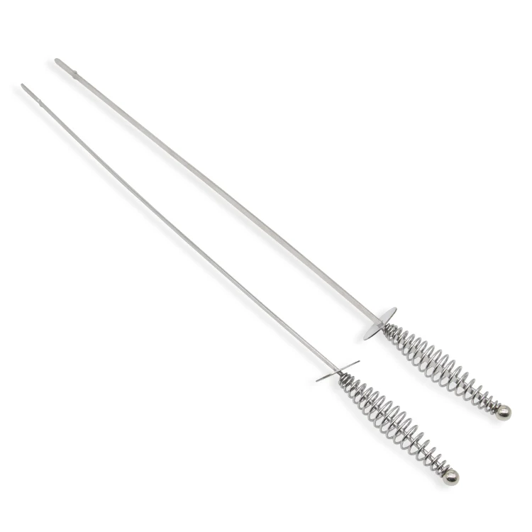 2 piece Stainless steel barbecue skewers with unique design metal plate handguard, barbecue skewers with western sword shape
