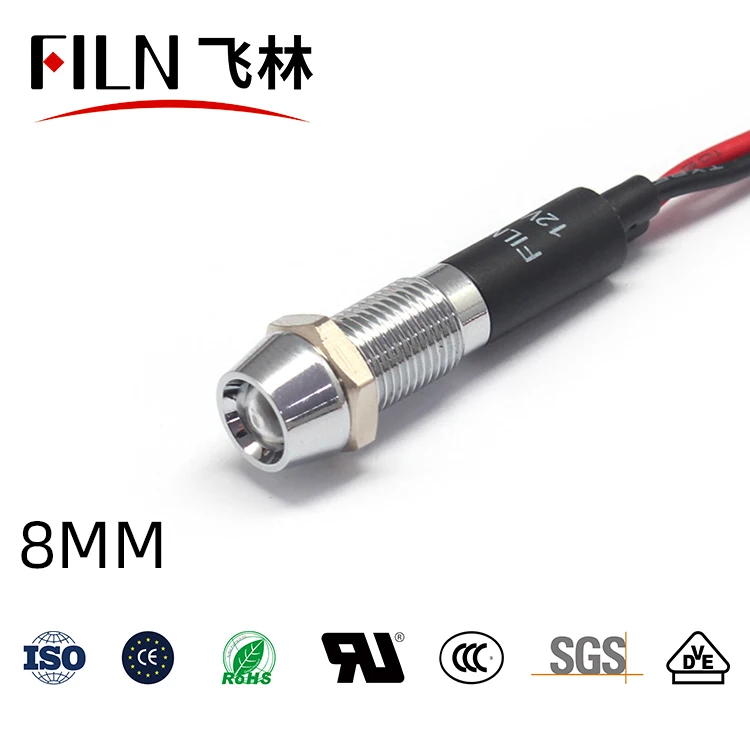 IP67 Waterproof LED Metal Warning Indicator Light 8mm Pilot Signal Lamp 3V 5V 6V 12V 24V 220v Red Yellow Blue Green White