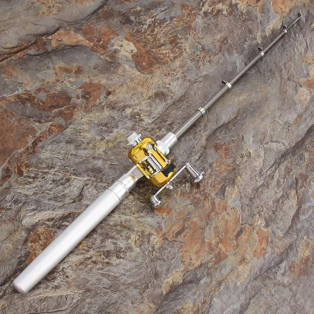 Promo portable pocket aluminum pen shaped telescoping fishing rod