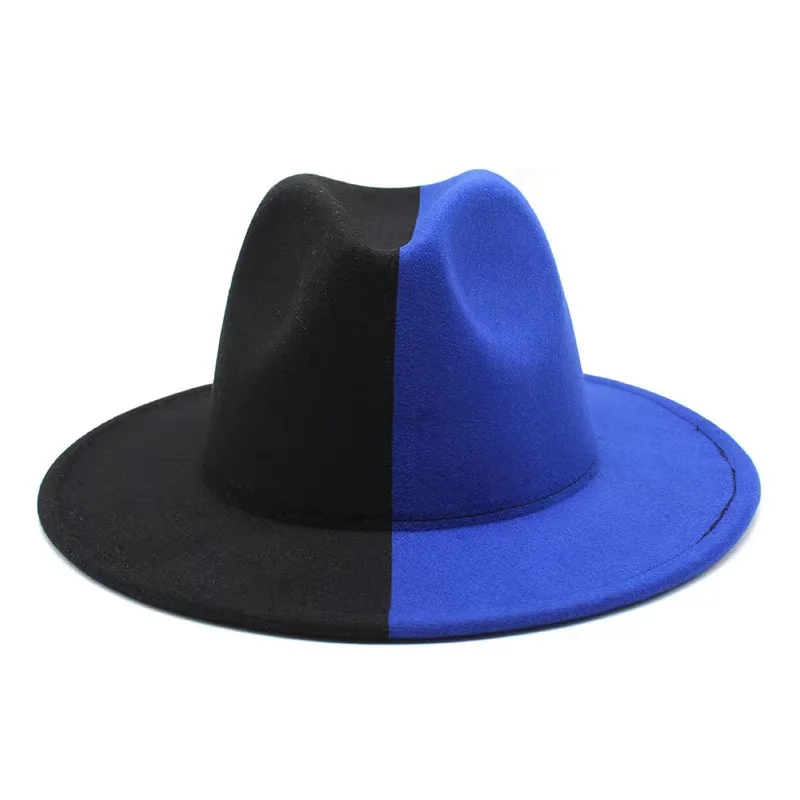 Fedora Hats Women Wholesale 2022 Fall Winter Panama Straw Fedora 2 Two Tone Men Women Wool Felt Wide Brim Hats Fedora Hats