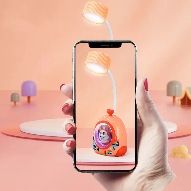 Carton Usb Rechargeable Flexible Eye-caring Cute Table Night Light Swith Control Portable Reading Led Table Lamp For Children