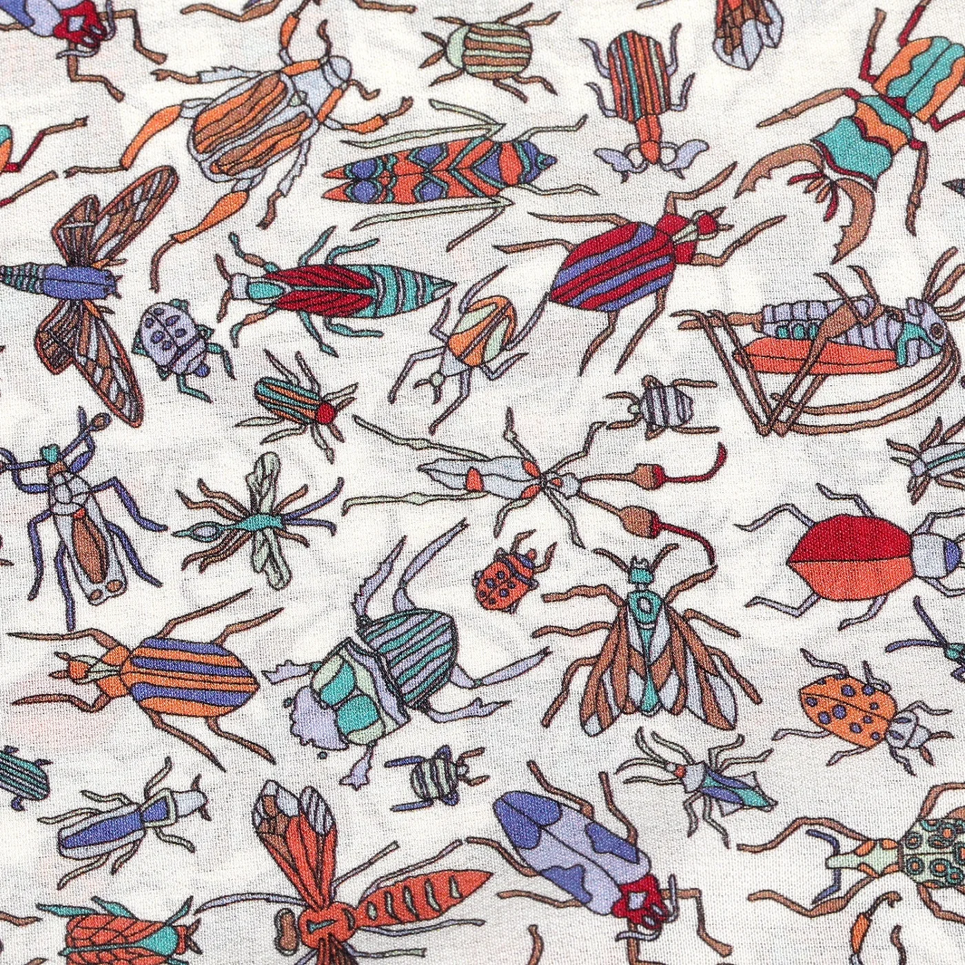 
100% mulberry silk crepe de chine digital printing fabric of insects pattern for dresses and blouses 