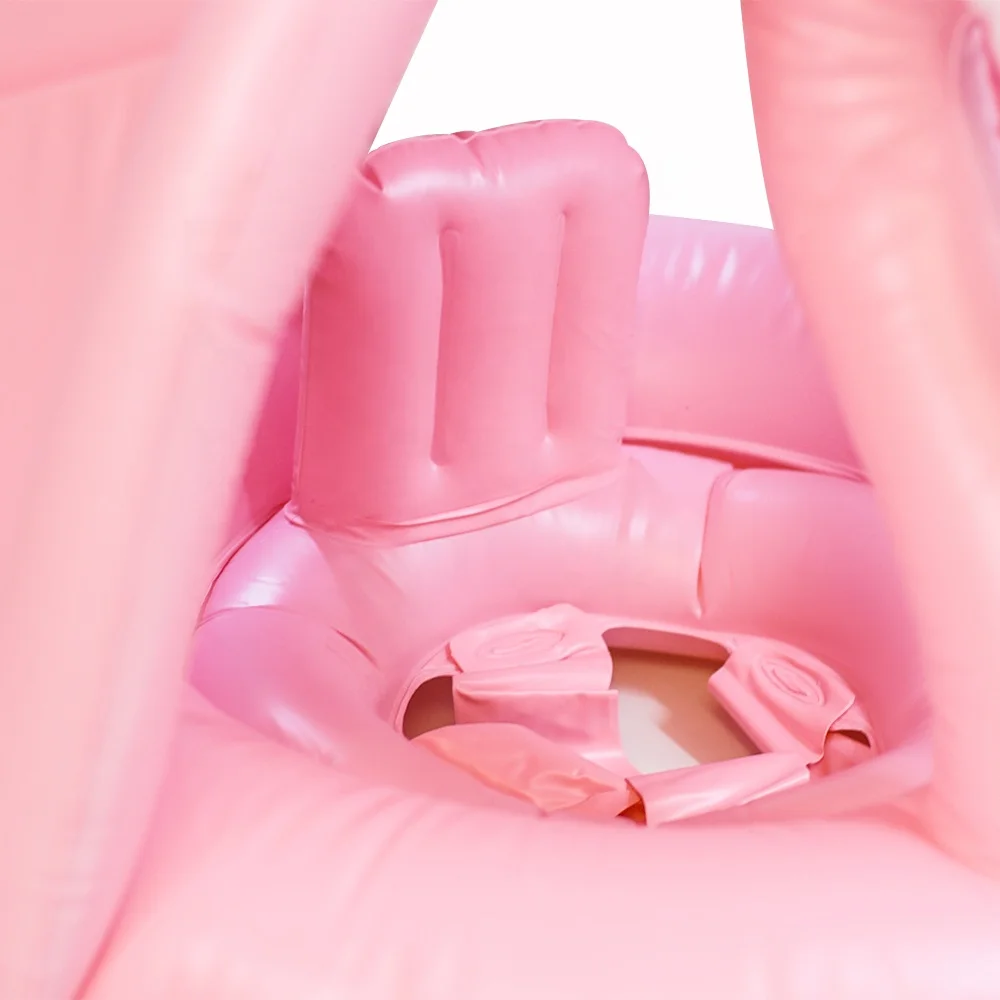 Baby Inflatable Flamingo Swim Boat Pool Floats Safety Kids Seat PVC Inflatable Swim Sitting Rings With Canopy For Pool Water Fun