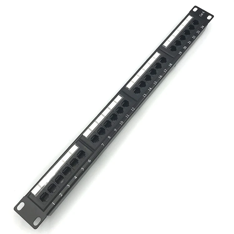  Оптовая продажа 1U RJ45 Cat6 24-портовая патч-панель для сетевой