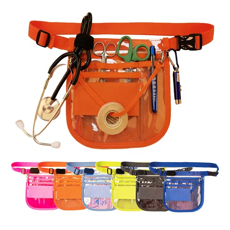 Custom logo PVC Waterproof Nurse Fanny Pack Nursing Bags for nurses with Stethoscope Holder and Tape Holder