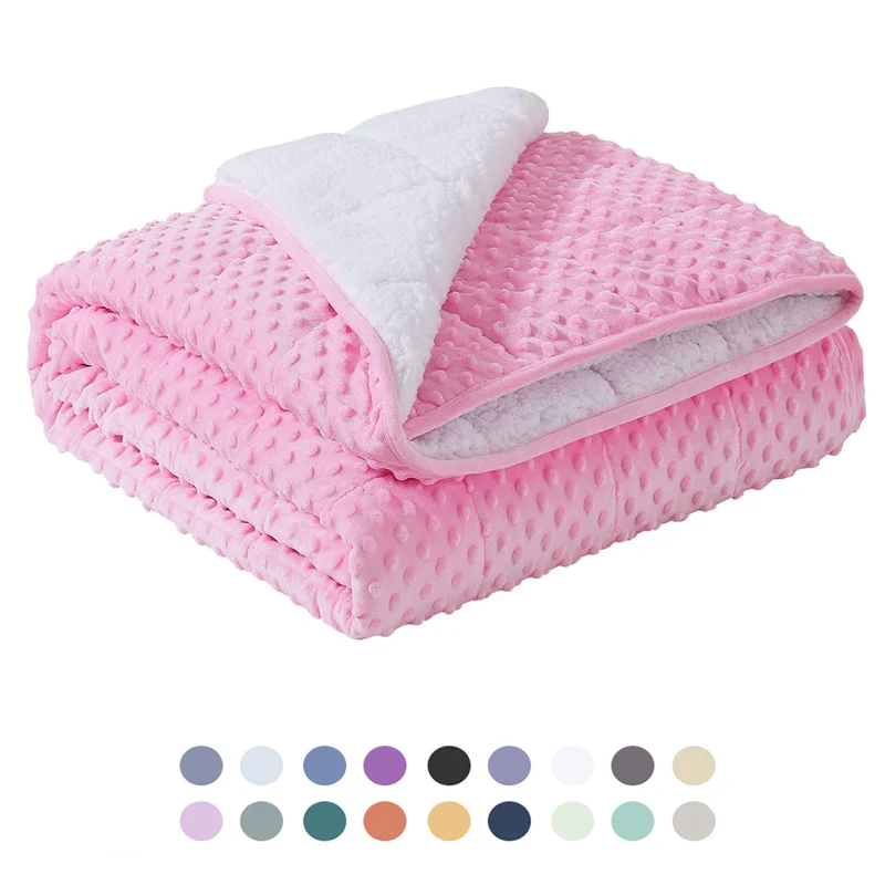 Snuggle Weighted Blanket Fluffy Sherpa Fleece Minky Dot Heavy Weighted Blanket for Women