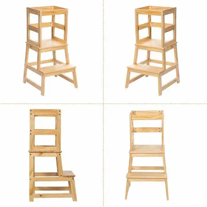 Toddler Tower Kids Step Stool Kitchen Helper Step Stool for Kids and Toddlers 2 Steps Stool with Safety Rail