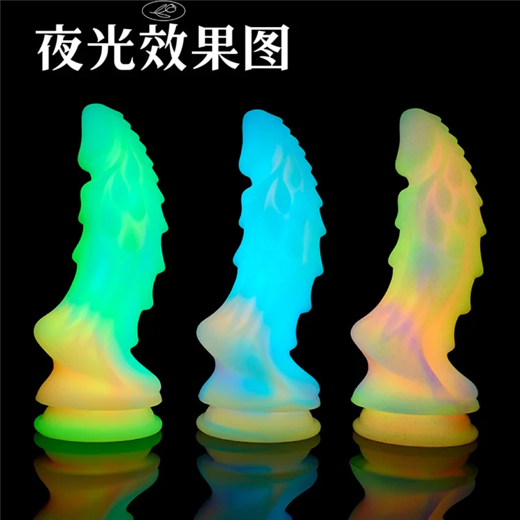 Night Glowing Soft Random Bending Strong Suction Cup Dragon Anal Dildo Para Mujer