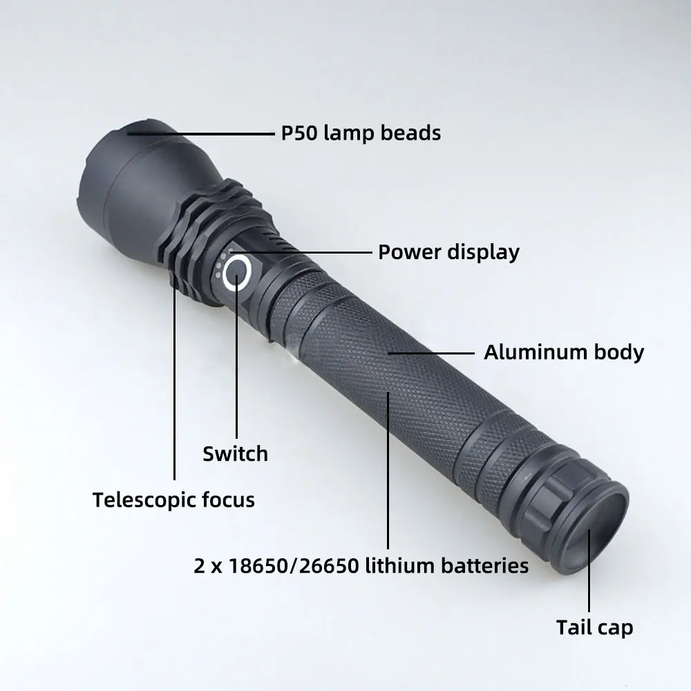 P70 flashlight Waterproof Camping outdoor Tactical Torch flash light LED USB Rechargeable flashlights