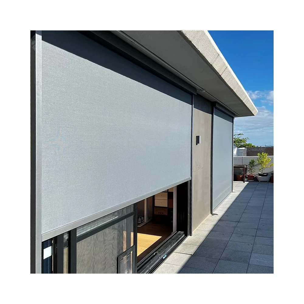 Roller Blinds Outdoor Aluminum Pergola Zip Screen Waterproof Patio Cover Motorized Zip Track Roller Blinds