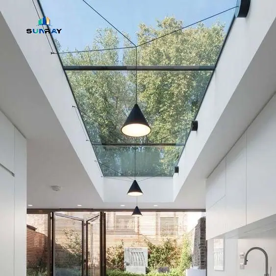 Living room and living room aluminum alloy tempered fixed skylight lighting intelligent sensor automatic skylight