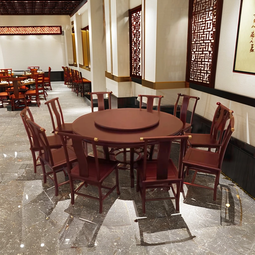 New design home furniture solid wood classic dinner house round rotating dining table wood
