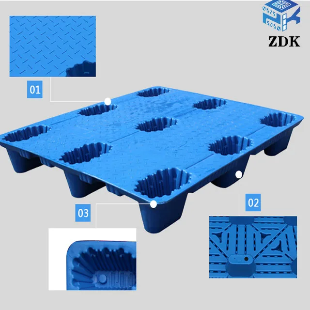 Commercial Grade Stackable Plastic Pallet Boxes Durable Euro Pallets 4-Way Entry Single Faced for Transportation