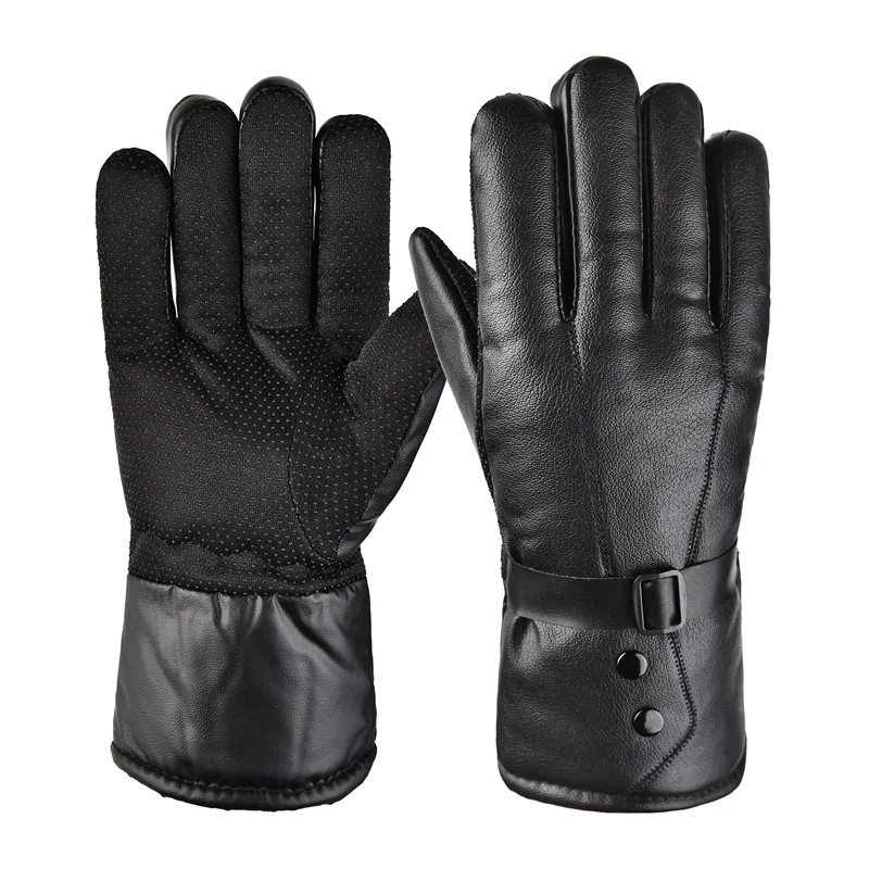 Thickening and lengthening Gloves Waterproof Thermal Gloves Cycling Outdoor Leather Gloves Mittens For Men