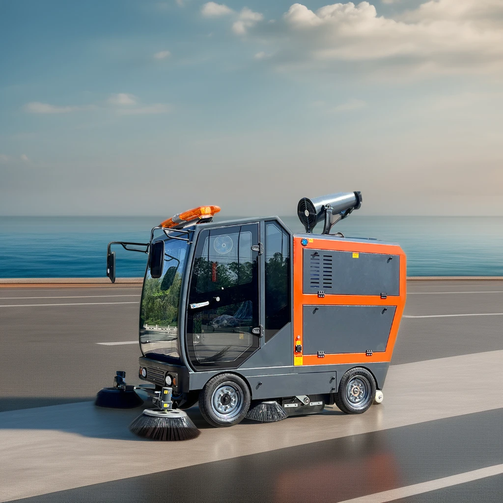 Automatic Four-Wheel Road Cleaning Machine New Vacuum Street Sweeper Truck Motor Pump Plastic Closed Road Sweeper Car