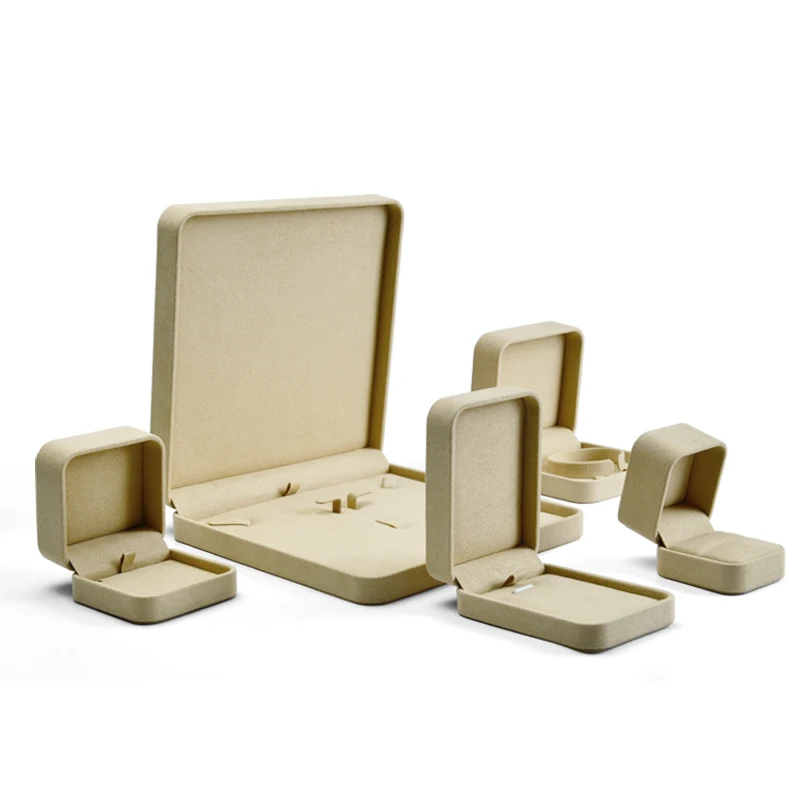 FANXI  Custom Logo Luxury Small Black Pink Soft Flannel Jewelry Box Gift Packaging Case Velvet Necklace Ring Boxes