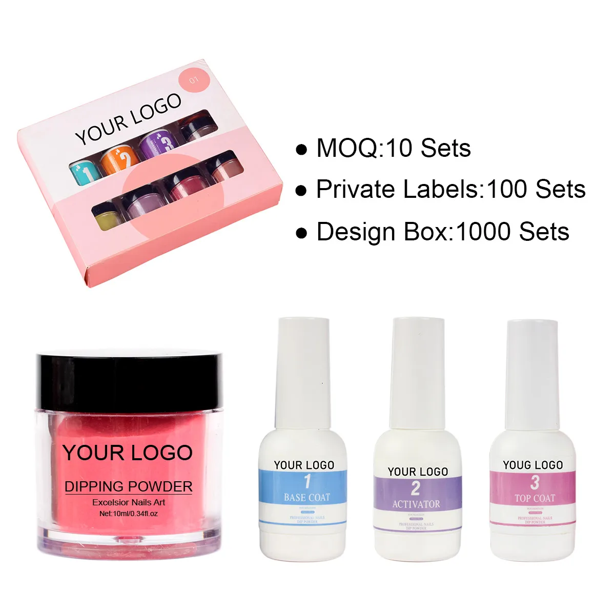 MEETNAIL nail supplies manufacturer private label nail dipping powder starter kit professional OEM custom acrylic dip powder kit